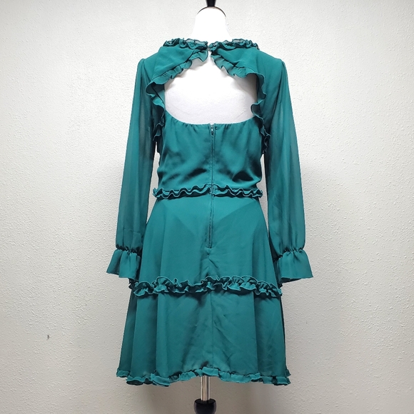 B. Darlin Green Chiffon Ruffle-Tier Shift Dress Size 11 - 12 - Picture 3 of 6